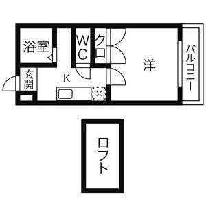 パルテネール北及 S棟(1K/2階)の間取り写真