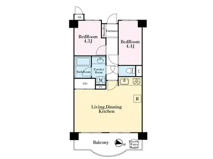 ライオンズマンション川越南古谷第3(2LDK/2階)の間取り写真
