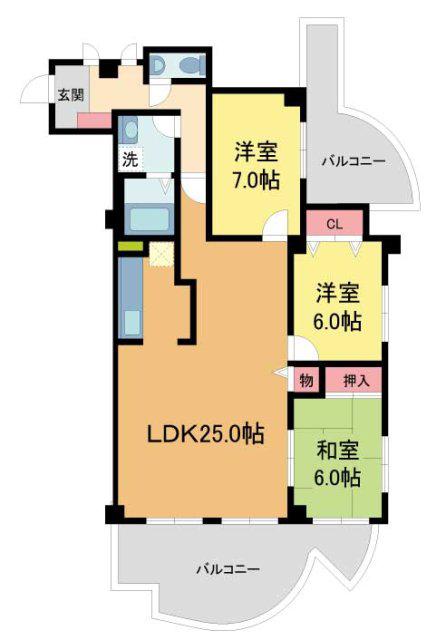ル・パレ芦屋(3LDK/4階)の間取り写真