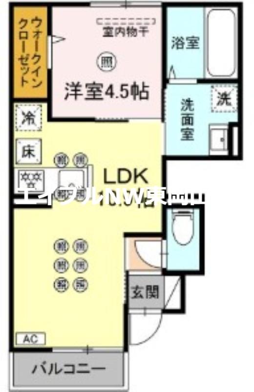 アルカンシェル(1LDK/1階)の間取り写真