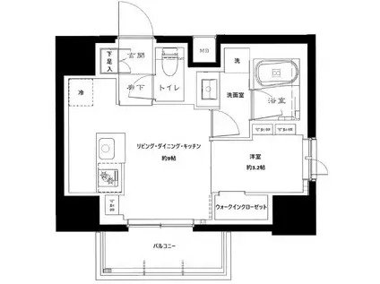 リビオレゾン王子飛鳥山(1LDK/5階)の間取り写真