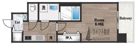 リヴェント玉造(1K/4階)の間取り写真