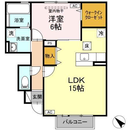 ラポール山路(1LDK/1階)の間取り写真