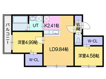 セレッソ新札幌(2LDK/3階)の間取り写真