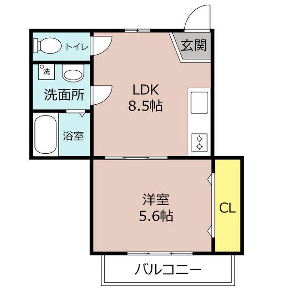 マーリエOKOSHI(1LDK/2階)の間取り写真