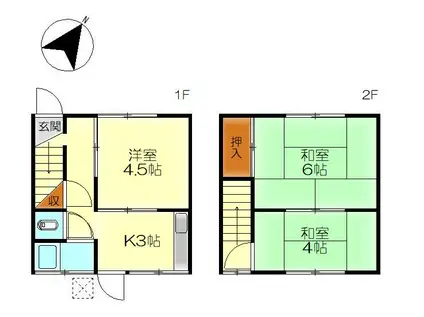 焼山桜ヶ丘3丁目アパート(3K/1階)の間取り写真