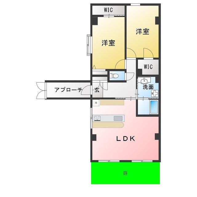 ハイヤーム桜台(2LDK/1階)の間取り写真