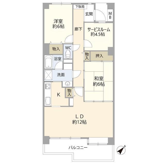 ライオンズマンション南市川(2SLDK/8階)の間取り写真
