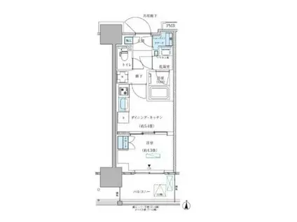 パークアクシス西大島コンフォートスクエア(1DK/9階)の間取り写真