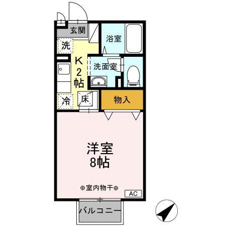 ピュール・SI(1K/1階)の間取り写真