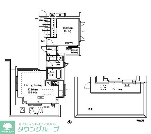 パークアクシス代官山(1LDK/6階)の間取り写真