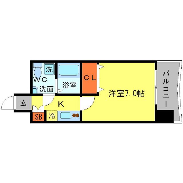AFFLUENCE難波(1K/4階)の間取り写真
