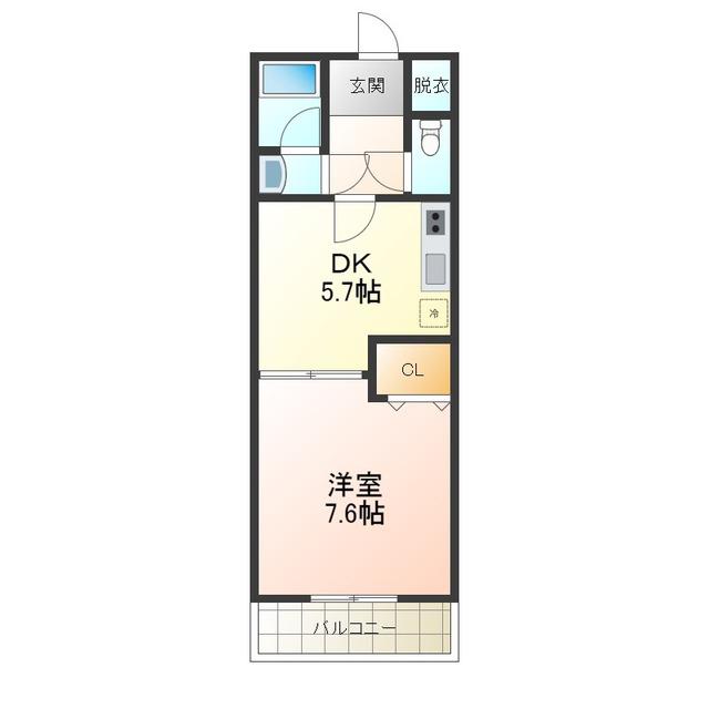 フジパレス 西大路(1DK/1階)の間取り写真