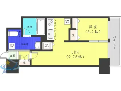 レジディア大通西(1LDK/6階)の間取り写真