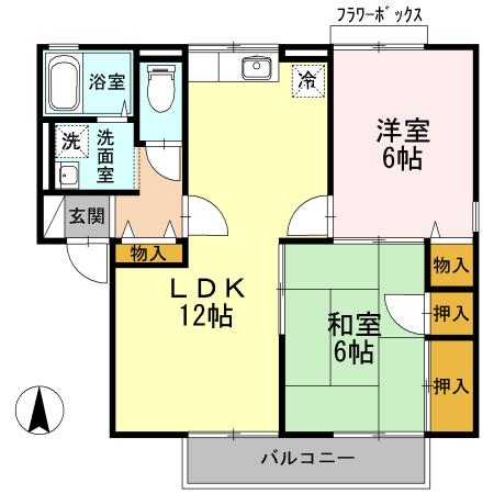 ガーデンハイツB(2LDK/1階)の間取り写真