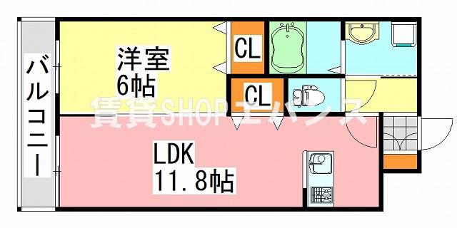 クラーレ(1LDK/3階)の間取り写真