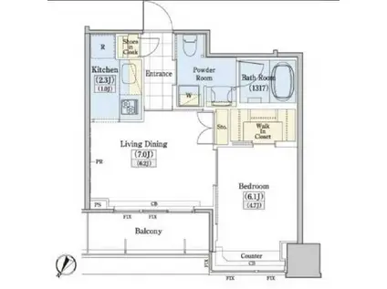 レジディアタワー上池袋(1LDK/15階)の間取り写真