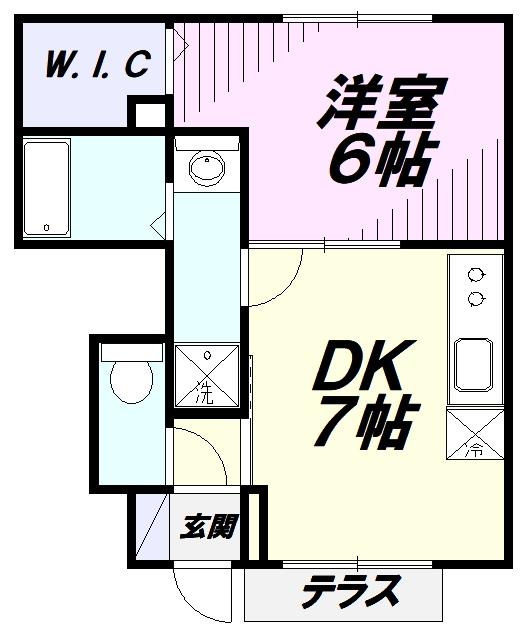 ブルーデイジー(1DK/1階)の間取り写真