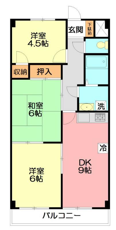 エスポワール若宮(3DK/3階)の間取り写真