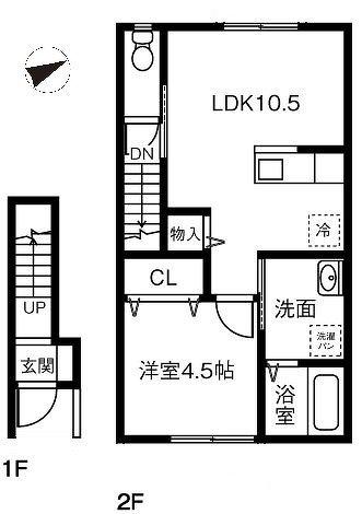LA TERRE(1LDK/2階)の間取り写真