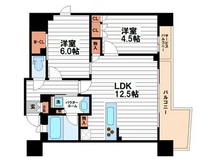 STANDZ四天王寺夕陽丘(2LDK/3階)の間取り写真