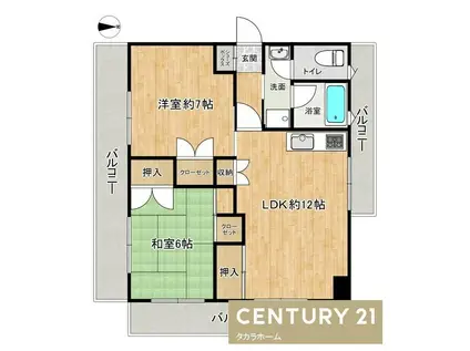 第二岸川ビル(2LDK/8階)の間取り写真