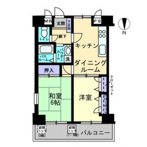 アルファガーデン本町(2DK/8階)の間取り写真