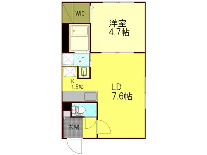 ルチアーノ厚別南(1LDK/2階)の間取り写真