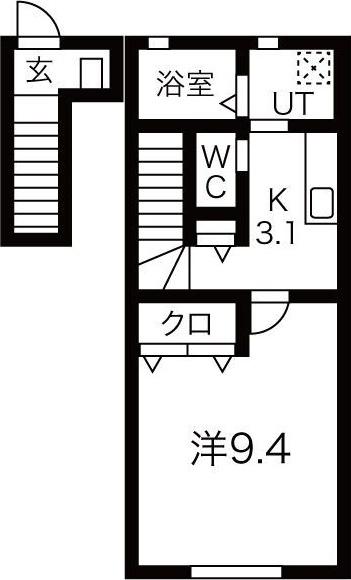 コンフォートグレイス B(1K/2階)の間取り写真