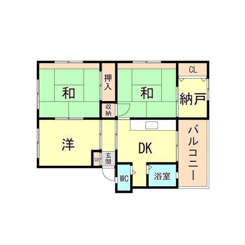 旭が丘コーポ(3SDK/2階)の間取り写真