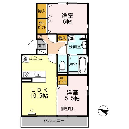 エストレーラ(2LDK/3階)の間取り写真
