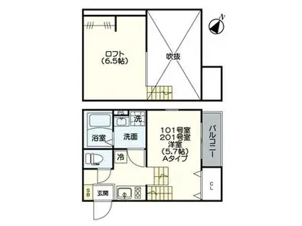 ジュネス明治(1K/1階)の間取り写真