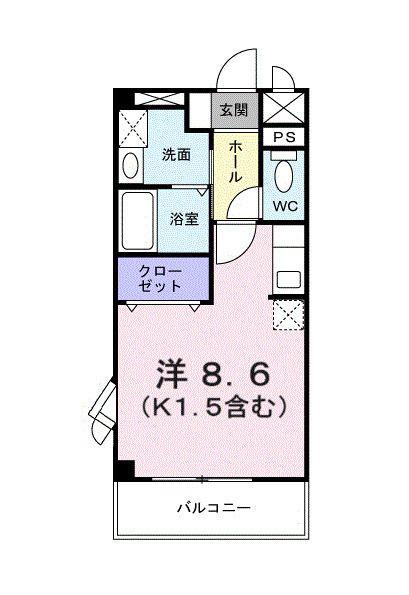 キャッスルコートA(ワンルーム/2階)の間取り写真