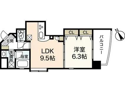 オリオリタウンVIII(1LDK/6階)の間取り写真