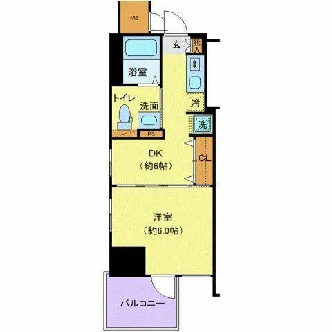 エステムプラザ市谷外濠公園(1DK/13階)の間取り写真