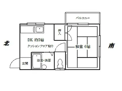 TKアパート(1DK/2階)の間取り写真