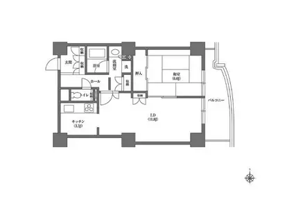 文京グリーンコート ビュータワー本駒込B(1LDK/11階)の間取り写真