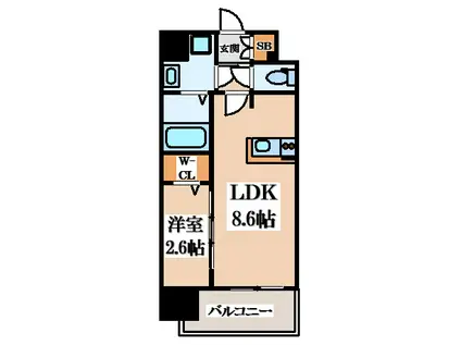 ファステート東大阪アダマス(1LDK/9階)の間取り写真