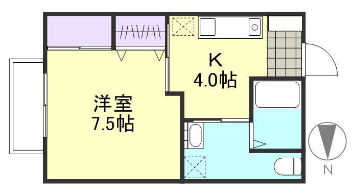 みのり II(1K/1階)の間取り写真