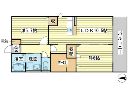 ハイム コンフォート(2LDK/2階)の間取り写真