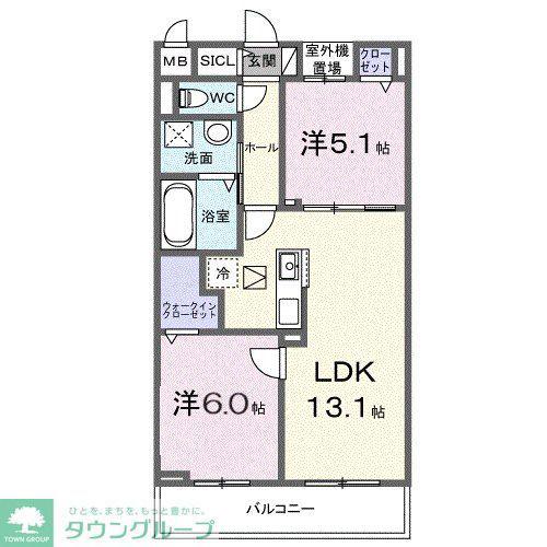コスモステラス ウエスト(2LDK/1階)の間取り写真