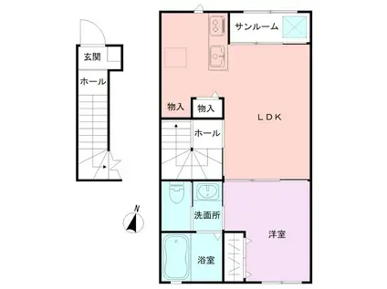 ＪＲ越後線 関屋駅(新潟) 徒歩30分 2階建 築5年(1LDK/1階)の間取り写真