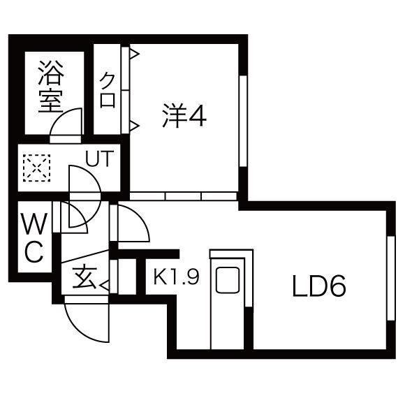 クラブプルミエ琴似4条(1LDK/4階)の間取り写真