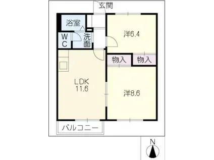 ピュアタウン花園E(2LDK/2階)の間取り写真