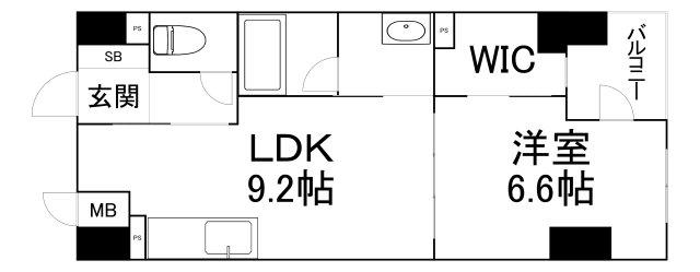 アーデンタワー北堀江(1LDK/2階)の間取り写真