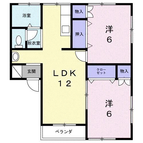 アーバン中桜田(2LDK/2階)の間取り写真