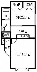 セピアコート(1LDK/2階)の間取り写真