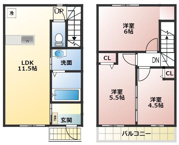 フェニックス麻(3LDK/1階)の間取り写真