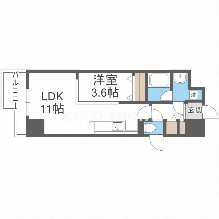 ポローニア立花通(1LDK/10階)の間取り写真