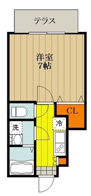 ラフィネ東小金井(1K/1階)の間取り写真